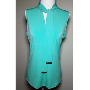 Michael Kors|Green Tie Neck Sleeveless Top, SMALL